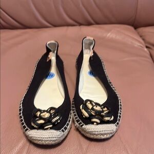 Etienne Aigner Black and Tan Flats